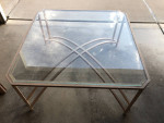 Square glass top, metal frame coffee table