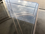 Square glass top, metal frame coffee table