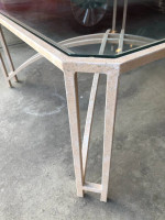 Square glass top, metal frame coffee table