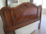 Dresser, headboard, mirror, metal frame, night table)