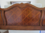 Dresser, headboard, mirror, metal frame, night table)