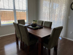Solid Alder Extendable Dining Room Table and 6 Chairs