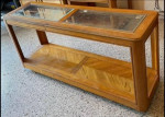‘80s Oak Three Piece Living Room Table Set