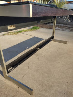 Italian Stainless Steel & Black Glass Side Sofa Console Table