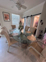 Glass Dining table with Six Chairs