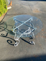 42” Round glass and bent steel table
