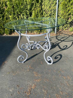 42” Round glass and bent steel table