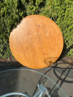 42” Round glass and bent steel table