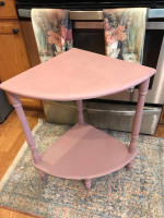Solid wood pink corner accent table