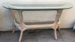 Beautiful Wood with Glass Top Console Table