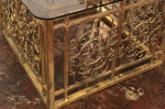 Hollywood Regency Glass Top Gilded Metal Bottom Coffee / Side Table