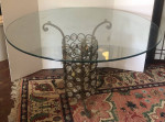 Beautiful Hollywood Regency MCM Boho Glass Top Round Table with Lighte