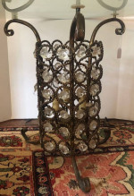 Beautiful Hollywood Regency MCM Boho Glass Top Round Table with Lighte