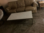 White marble slab coffee table