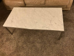 White marble slab coffee table