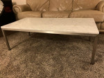 White marble slab coffee table
