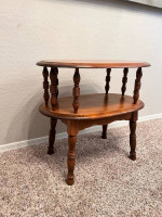 George B Bent Solid Wood Antique Two Tier Maple Colonial Accent End Table