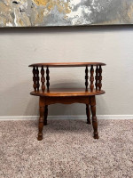 George B Bent Solid Wood Antique Two Tier Maple Colonial Accent End Table