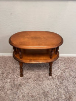 George B Bent Solid Wood Antique Two Tier Maple Colonial Accent End Table