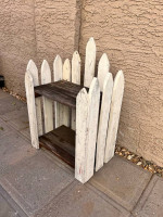 25 Inch Tall Solid Wood Two Tier Outdoor Side Table Plant Stand