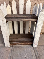25 Inch Tall Solid Wood Two Tier Outdoor Side Table Plant Stand