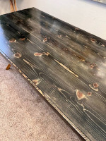 BRAND NEW 82” Solid Wood Custom Black Wood Grain Top Mid Century Dining Table