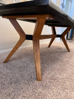 BRAND NEW 82” Solid Wood Custom Black Wood Grain Top Mid Century Dining Table