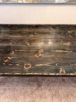 BRAND NEW 82” Solid Wood Custom Black Wood Grain Top Mid Century Dining Table