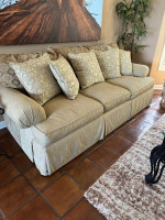 Living room couch + chairs + circular table