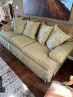 Living room couch + chairs + circular table