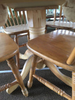 Dining Table Chairs Solid Wood Farm Round Drop Sides