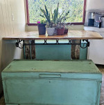 RUSTIC (REAL) FARM TABLE AND BENCHES