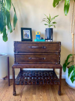 Two Drawer Leather Iron Luggage Side Table