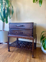Two Drawer Leather Iron Luggage Side Table