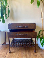 Two Drawer Leather Iron Luggage Side Table