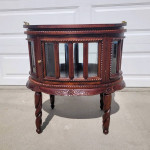Oval Tray Top Mahogany Display Cabinet Table