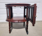 Oval Tray Top Mahogany Display Cabinet Table