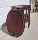 Oval Tray Top Mahogany Display Cabinet Table