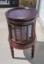 Oval Tray Top Mahogany Display Cabinet Table