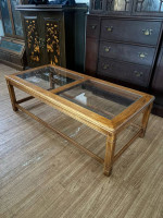 Oak glass top coffee table