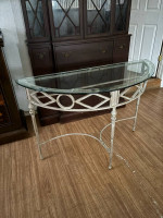Glass top metal sofa table