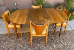 Mid Century Dining Table Set with 4 chairs  ⭐️Tabletop without leafs  46x46"