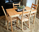 IKEA Ingo Pine Table - IKEA Ivar Pine Chairs - IKEA Justina Chair Cushions
🌿