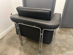 2 Black Leather Chairs & Table