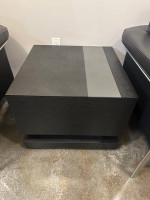 2 Black Leather Chairs & Table