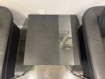 2 Black Leather Chairs & Table