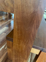 Crate and Barrel Teak Dining Table with protective glass top and Bench