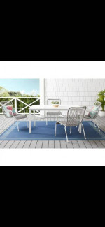 Mix and Match Lattice White Rectangle Metal Outdoor Patio Dining Table