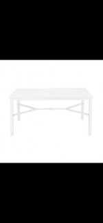 Mix and Match Lattice White Rectangle Metal Outdoor Patio Dining Table