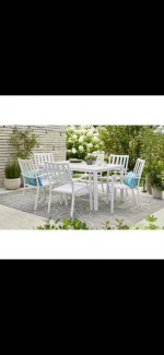 Mix and Match Lattice White Rectangle Metal Outdoor Patio Dining Table